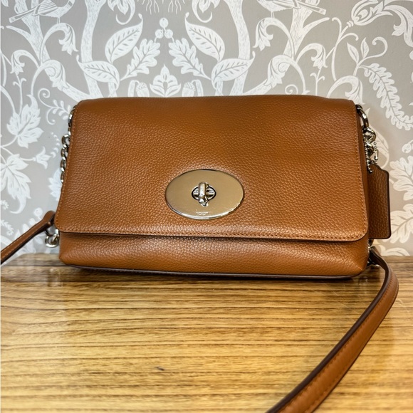 Coach Crosstown Crossbody in Brown Pebbled Leather 53083 EUC Silver Hardware - Picture 1 of 14